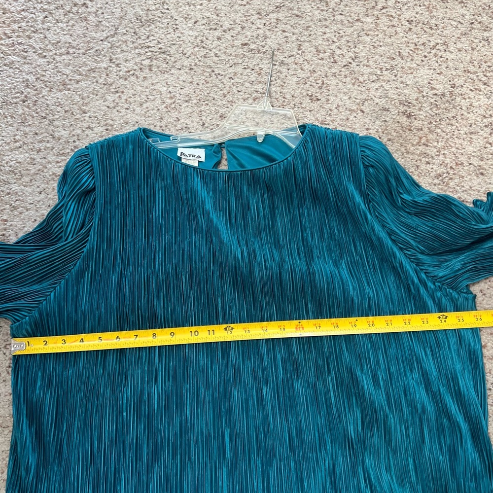VNG Plisse Tiered Layer Pleated Loose Ruffle Green Dress Mother Of Bride 2XL - Picture 8 of 12